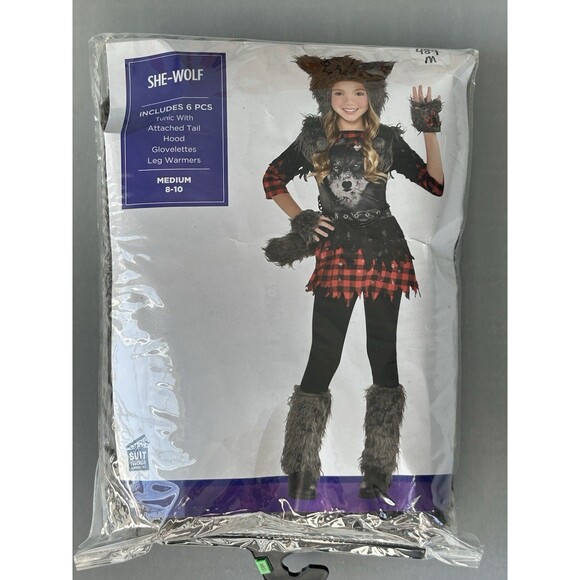 Suit Yourself She-Wolf Werewolf Size Medium 8-l0 Halloween Cosplay Child Costume - Picture 1 of 16
